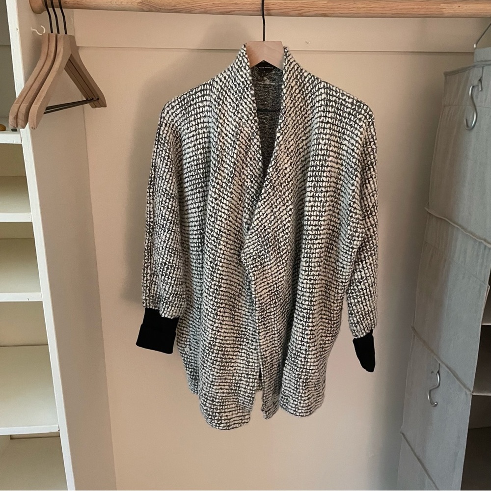 Club Monaco Wool-Cotton Blend Cocoon Sweater Open Cardigan